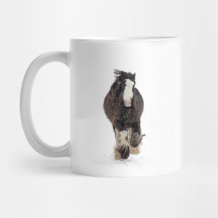 Clydesdale horse in winter Mug